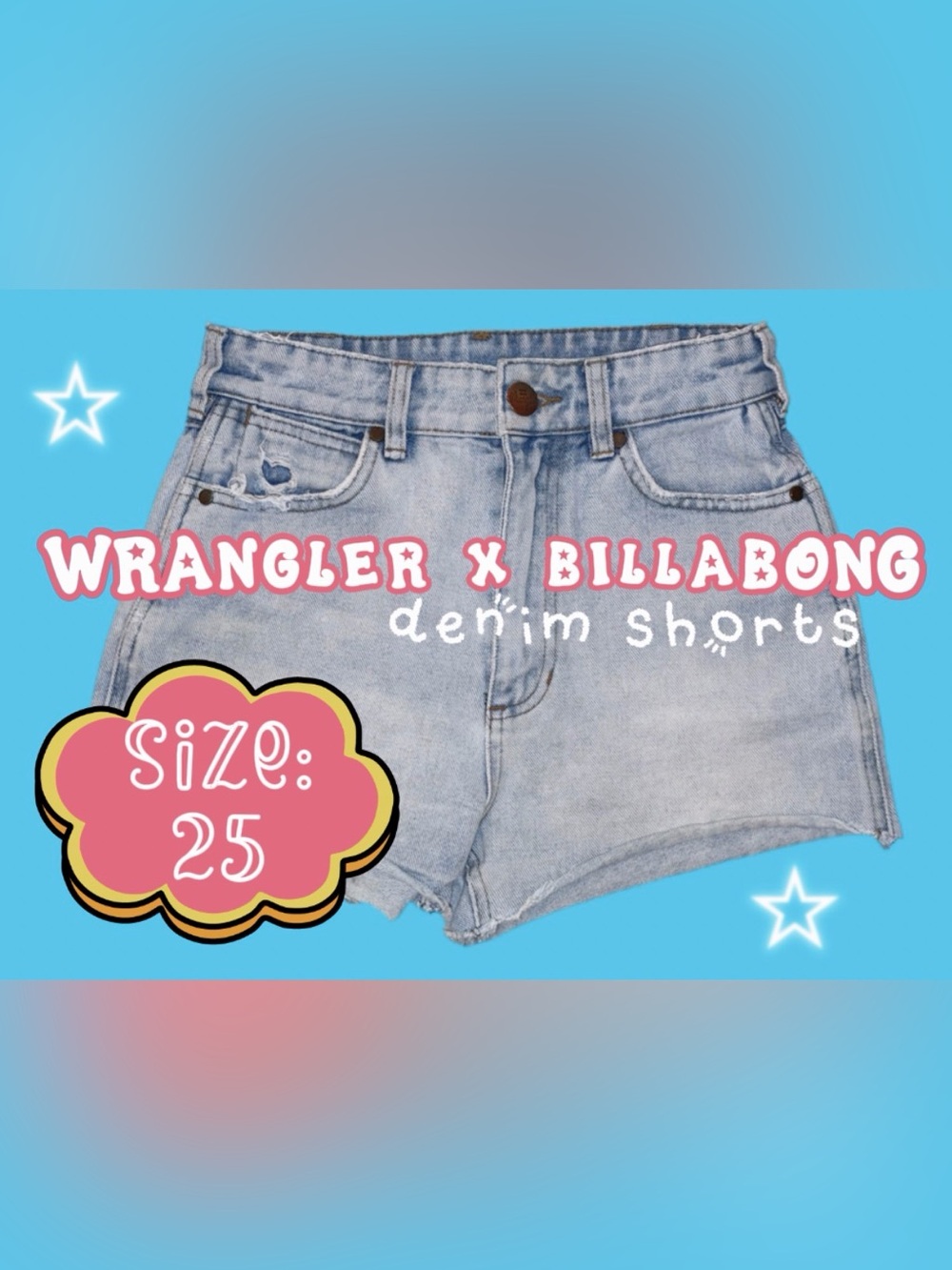 Wrangler x Billabong Collab Cutoff Denim Shorts - Size 25